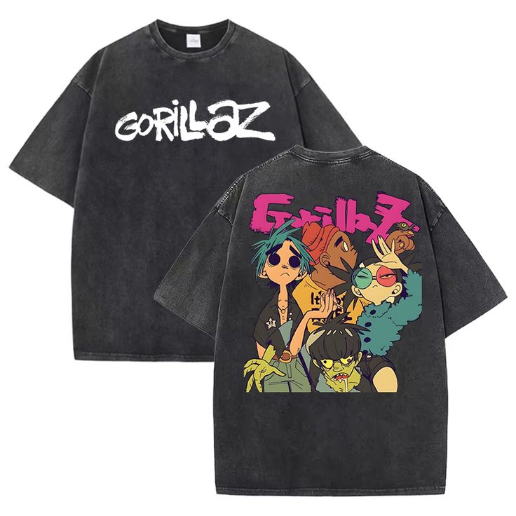 🎨🖤 CAMISETA ACID WASH GORILLAZ – STREET ART VINTAGE 🔥