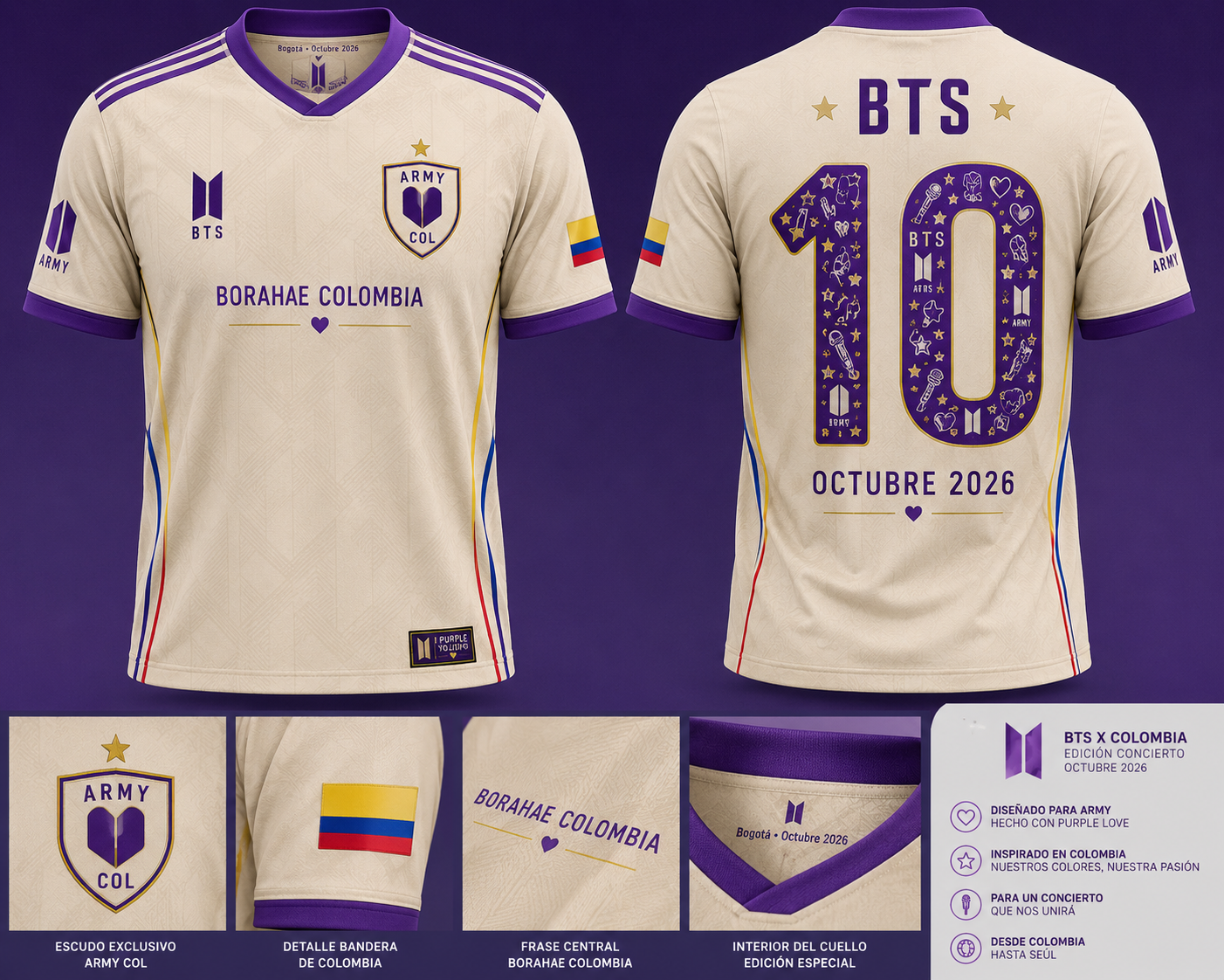 ⚽💜 CAMISETA DE FÚTBOL BTS – ESTILO AUTÉNTICO 💜🔥
