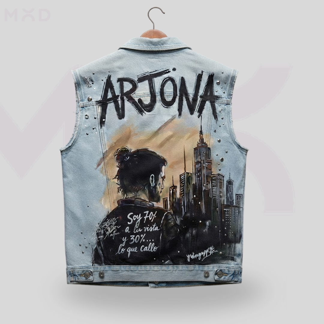 🎶🧥 CHAQUETA JEAN RICARDO ARJONA – POESÍA & DENIM 🔥🖤