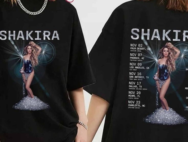 š„ CAMISETA SHAKIRA ā ESTOY AQUĆ / LAS MUJERES YA NO LLORAN TOUR 2025