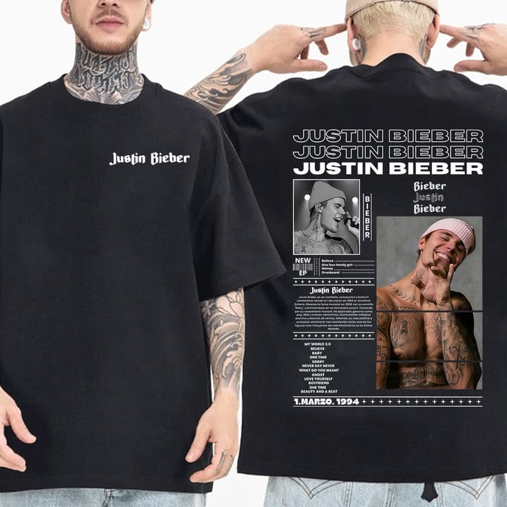 🎤🔥 CAMISETA JUSTIN BIEBER – POP ICON VIBES 🖤✨