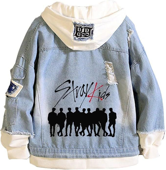 🖤🔥 CHAQUETA JEAN STRAY KIDS – EL OUTFIT QUE TODO STAY NECESITA 🎶✨