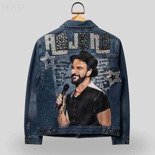 🎶🧥 CHAQUETA JEAN RICARDO ARJONA – POESÍA & DENIM 🔥🖤