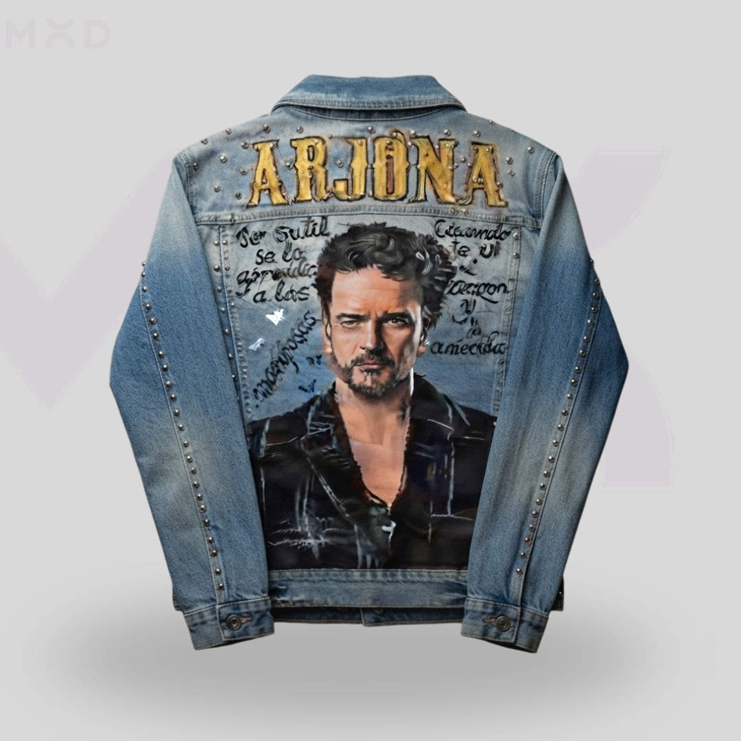 🎶🧥 CHAQUETA JEAN RICARDO ARJONA – POESÍA & DENIM 🔥🖤