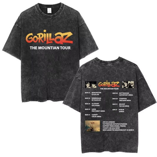 🎨🖤 CAMISETA ACID WASH GORILLAZ – STREET ART VINTAGE 🔥