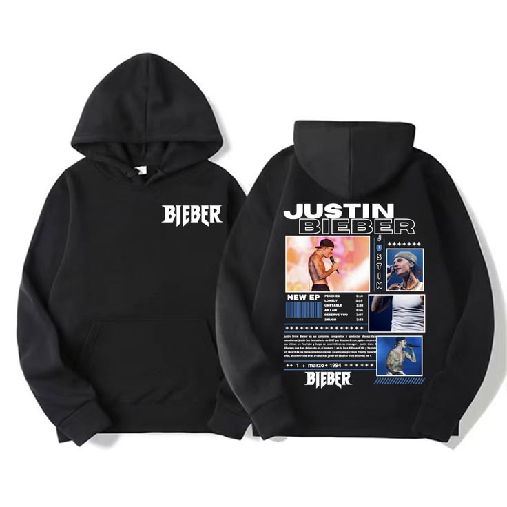 🎤🖤 HOODIE JUSTIN BIEBER – STREET POP ICON 🔥✨