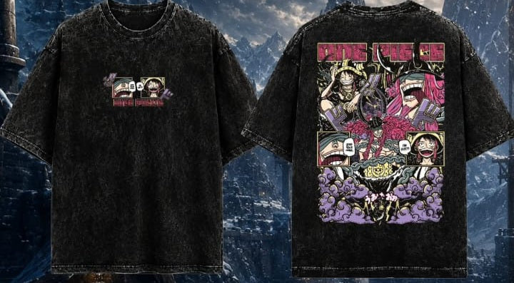 🏴‍☠️🔥 CAMISETA ACID WASH ONE PIECE – LLEVA LA AVENTURA A TU ESTILO ⚓✨