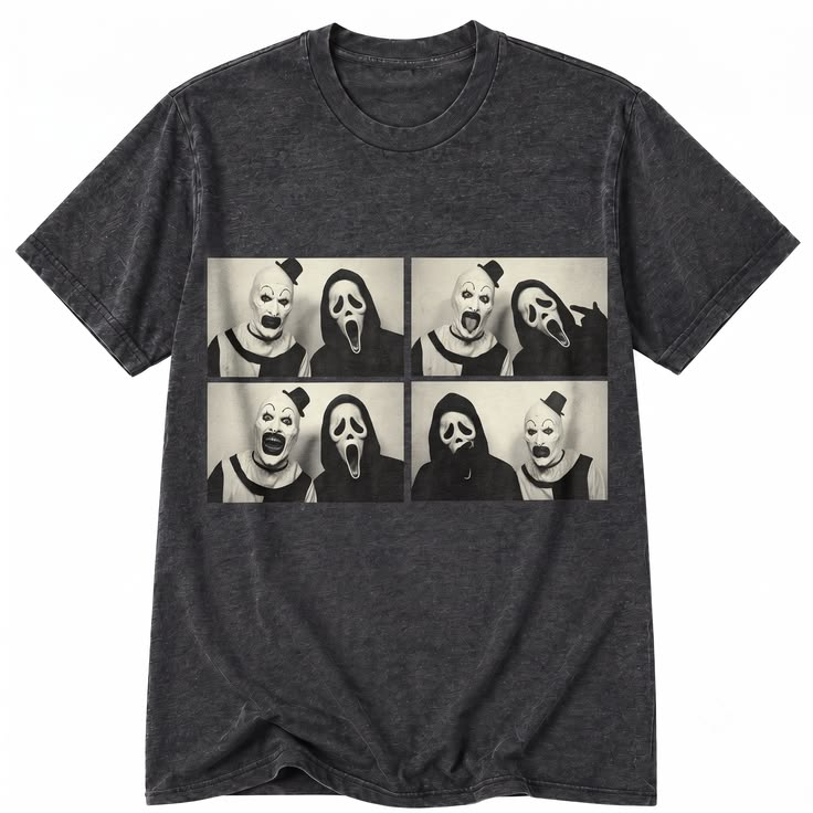 🔪🖤 CAMISETA ACID WASH HALLOWEEN – LOS ÍCONOS DEL TERROR EN TU OUTFIT 🎃🔥