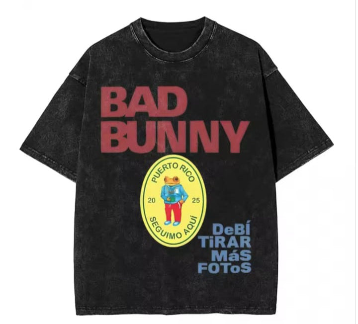 🔥 Camiseta Acid Wash Bad Bunny 🐰💥