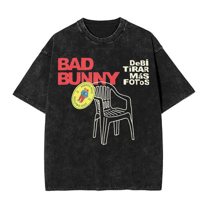 🔥 Camiseta Acid Wash Bad Bunny 🐰💥