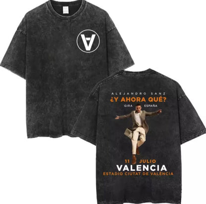 🎤🖤 CAMISETA ACID WASH ALEJANDRO SANZ – Y AHORA QUÉ