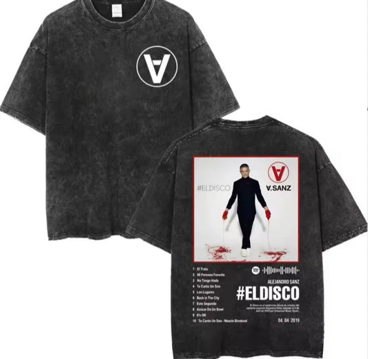 🎤🖤 CAMISETA ACID WASH ALEJANDRO SANZ – Y AHORA QUÉ